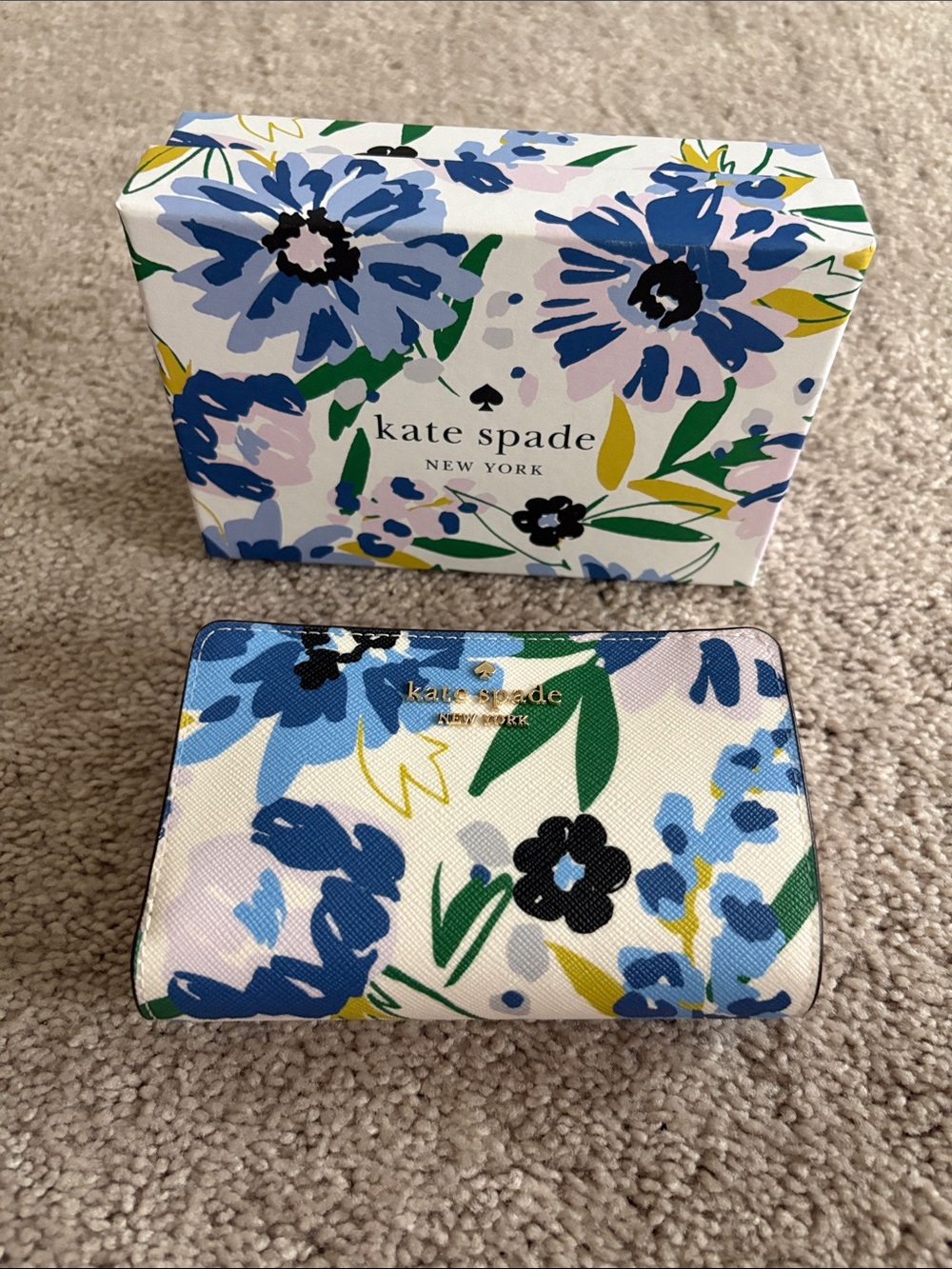 kate spade floral wallet - blue, green & yellow print
